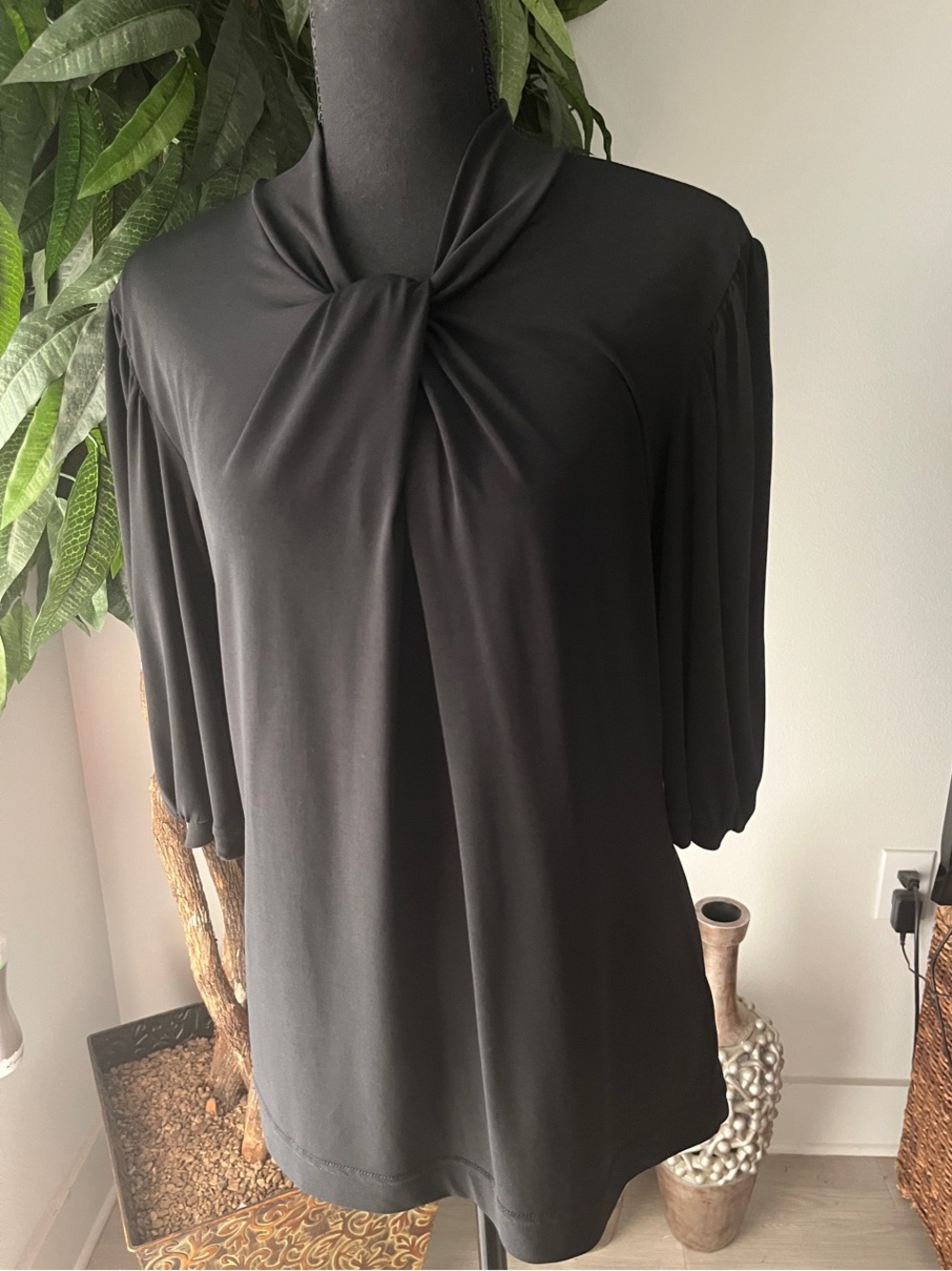 Worthington Black Twist-Front Blouse